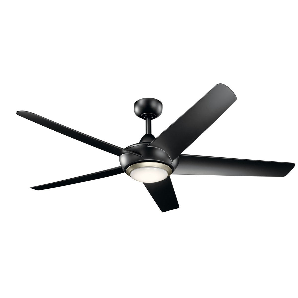 KICHLER 330089SBK Kapono 52 Inch Led Ceiling Fan In Satin Black With Frosted White Polycarbonate Lens