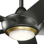 KICHLER 330089SBK Kapono 52 Inch Led Ceiling Fan In Satin Black With Frosted White Polycarbonate Lens