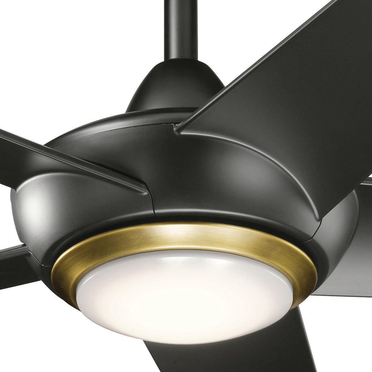 KICHLER 330089SBK Kapono 52 Inch Led Ceiling Fan In Satin Black With Frosted White Polycarbonate Lens