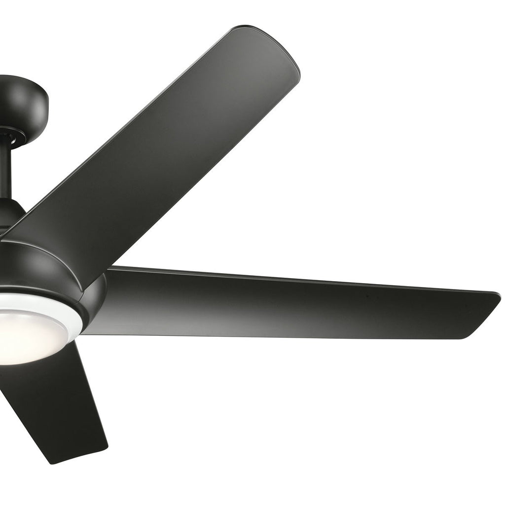 KICHLER 330089SBK Kapono 52 Inch Led Ceiling Fan In Satin Black With Frosted White Polycarbonate Lens