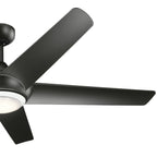 KICHLER 330089SBK Kapono 52 Inch Led Ceiling Fan In Satin Black With Frosted White Polycarbonate Lens