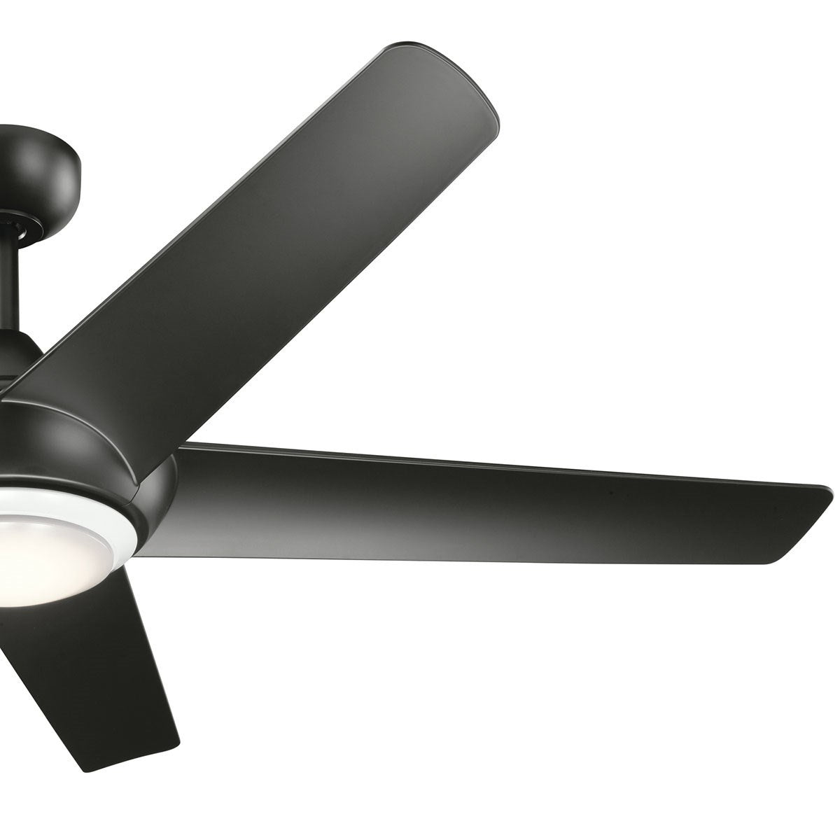 KICHLER 330089SBK Kapono 52 Inch Led Ceiling Fan In Satin Black With Frosted White Polycarbonate Lens
