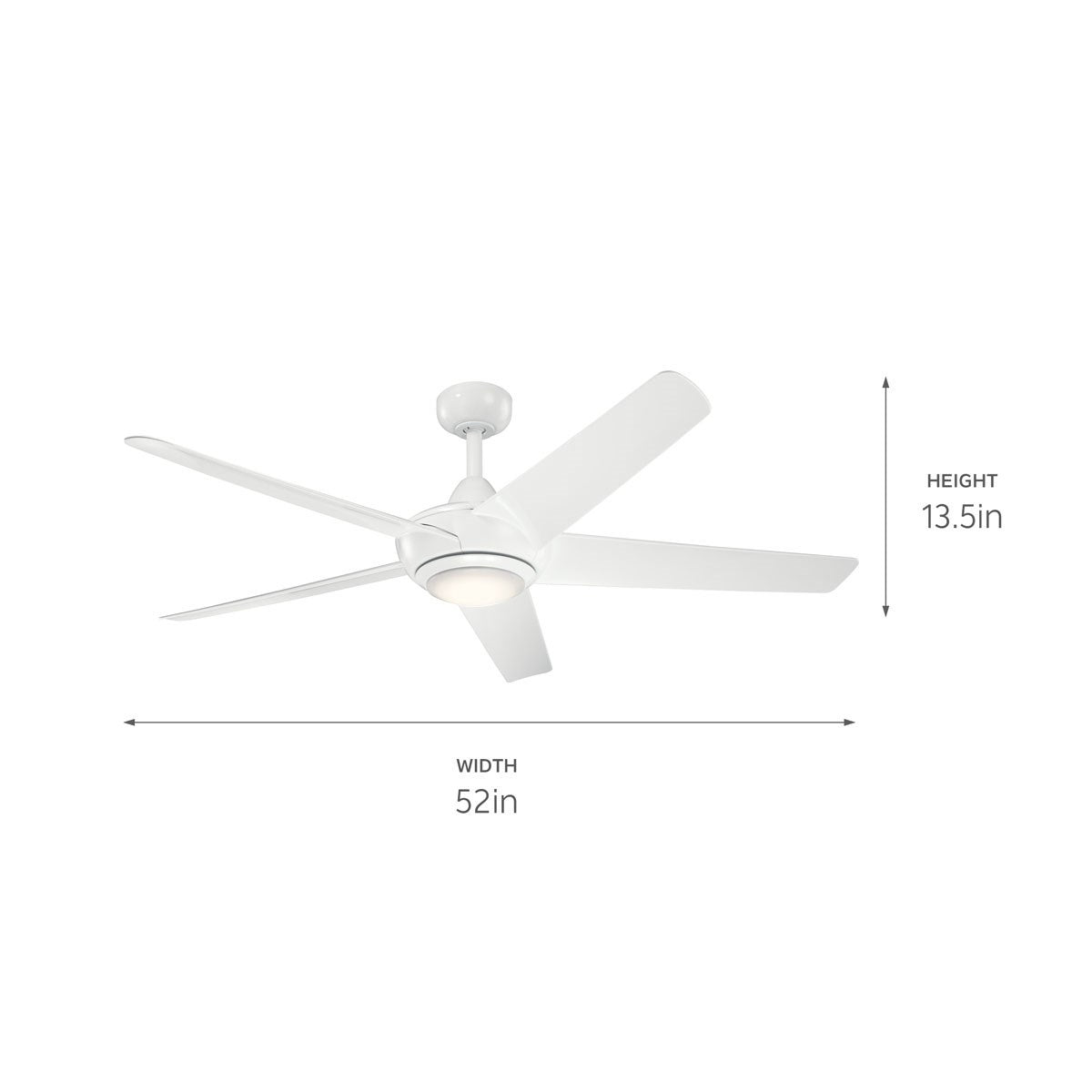 KICHLER 330089WH Kapono 52 Inch Led Ceiling Fan In White With Frosted White Polycarbonate Lens