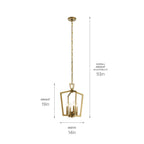 KICHLER 43498NBR Abbotswell 19 Inch 4 Light Pendant In Natural Brass