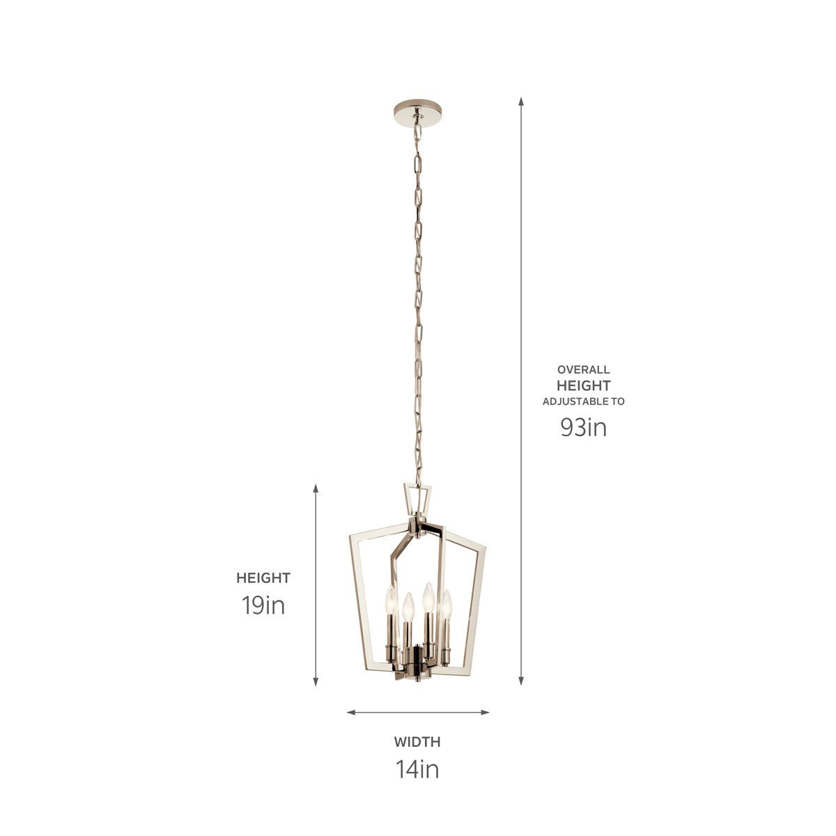 KICHLER 43498PN Abbotswell 19 Inch 4 Light Pendant In Polished Nickel