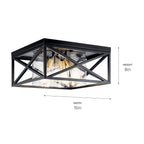 KICHLER 44084BK Moorgate 16" 4 Light Flush Mount With Clear Glass Black