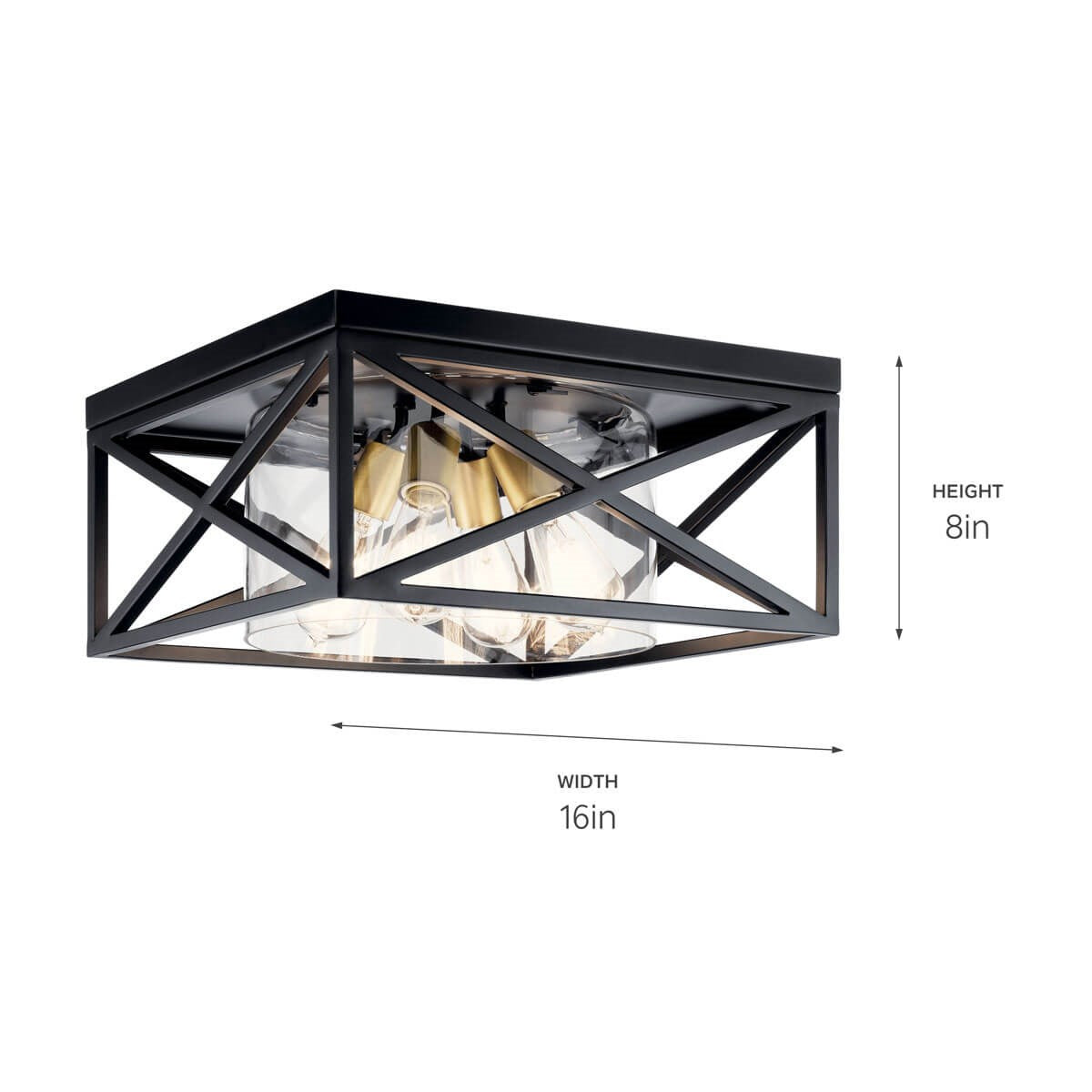KICHLER 44084BK Moorgate 16" 4 Light Flush Mount With Clear Glass Black