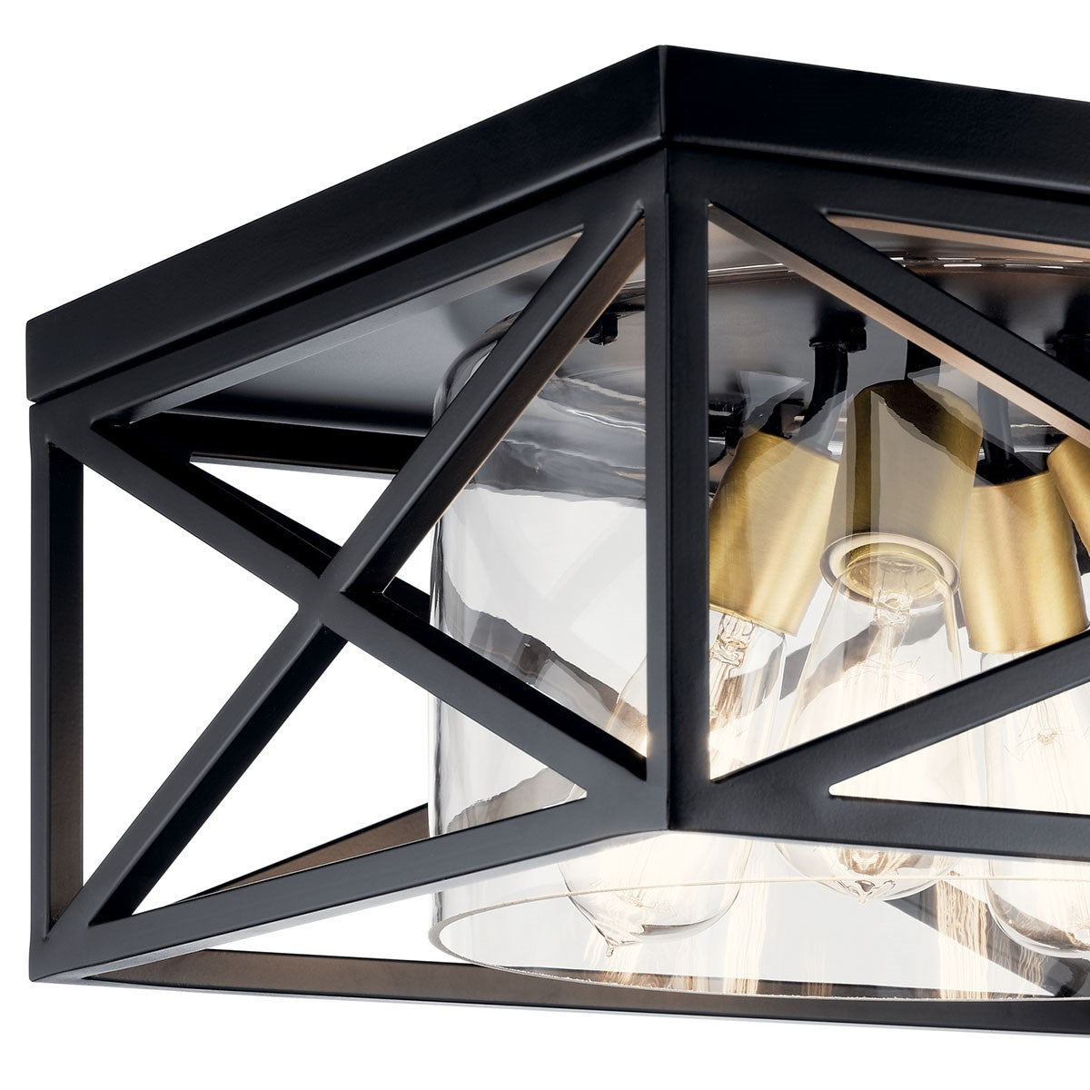 KICHLER 44084BK Moorgate 16" 4 Light Flush Mount With Clear Glass Black