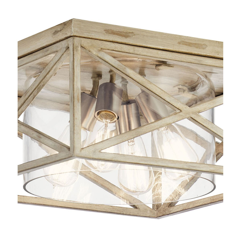 KICHLER 44084DAW Moorgate 16" 4 Light Flush Mount with Clear Glass Distressed Antique White