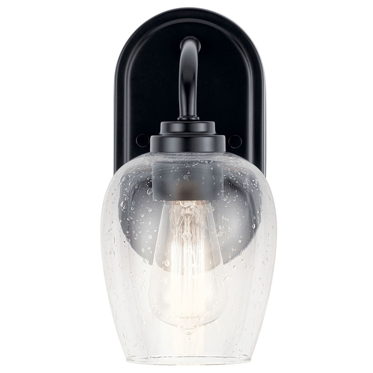 KICHLER 44381BKCS Valserrano 10 Inch Wall Sconce 1 Light With Clear Seeded Glass In Black
