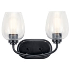 KICHLER 45128BKCS Valserrano 14.50 Inch 2 Light Vanity Light With Clear Seeded Glass In Black
