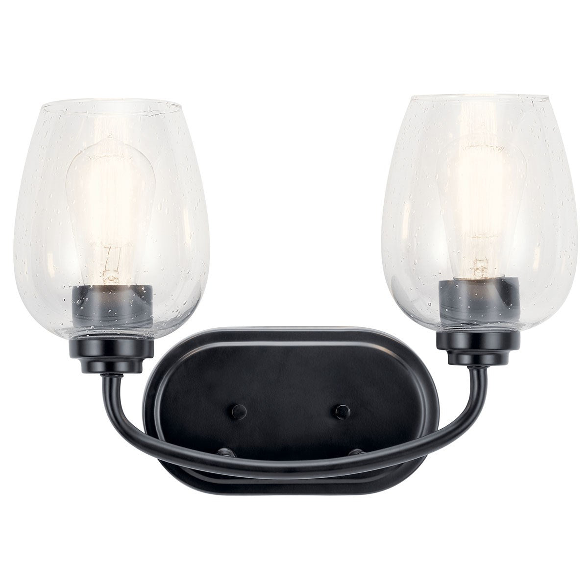 KICHLER 45128BKCS Valserrano 14.50 Inch 2 Light Vanity Light With Clear Seeded Glass In Black