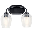 KICHLER 45128BKCS Valserrano 14.50 Inch 2 Light Vanity Light With Clear Seeded Glass In Black