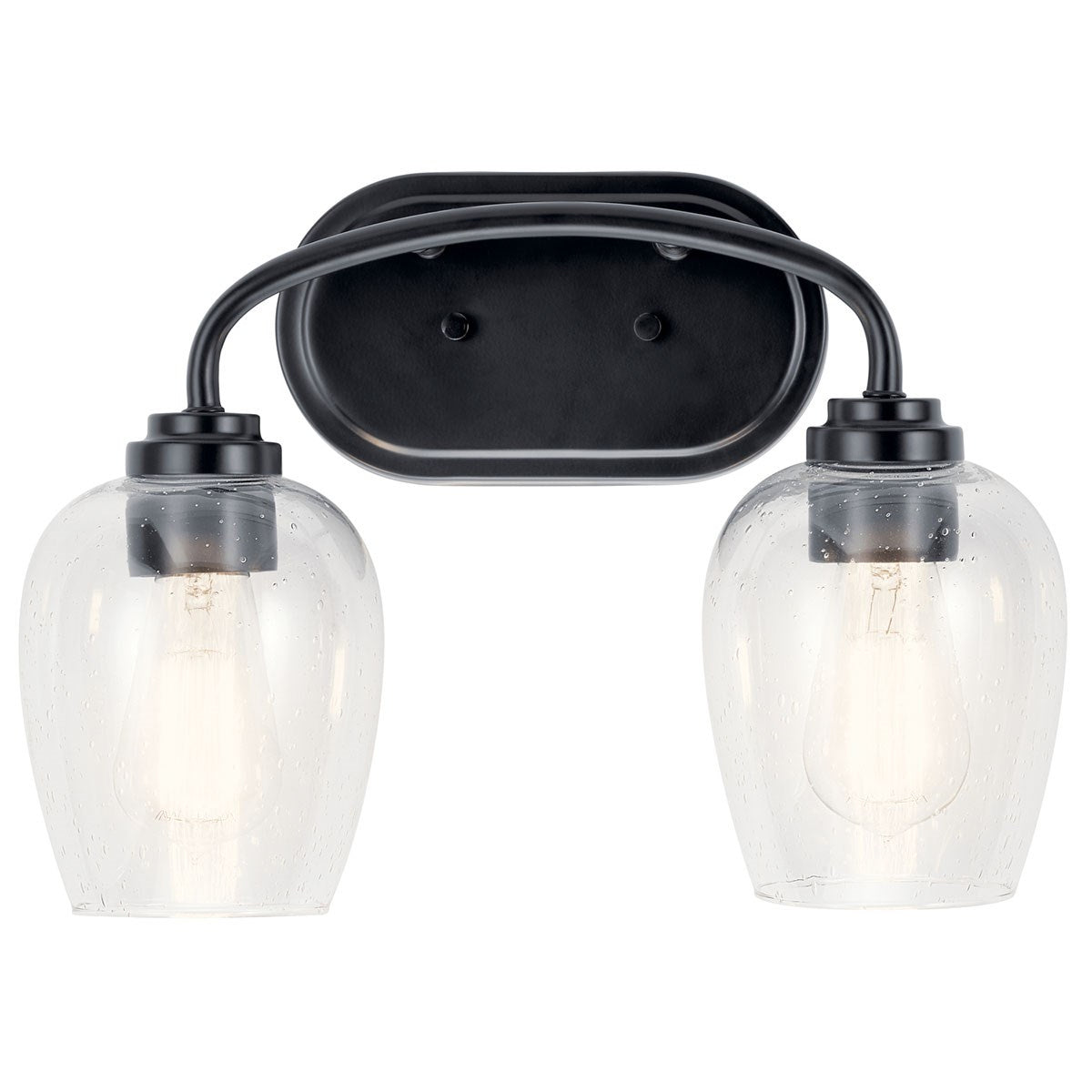 KICHLER 45128BKCS Valserrano 14.50 Inch 2 Light Vanity Light With Clear Seeded Glass In Black
