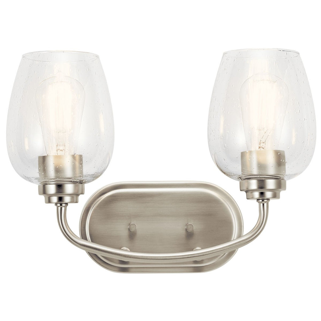 KICHLER 45128NICS Valserrano 14.50 inch 2 Light Vanity Light with Clear Seeded Glass in Brushed Nickel