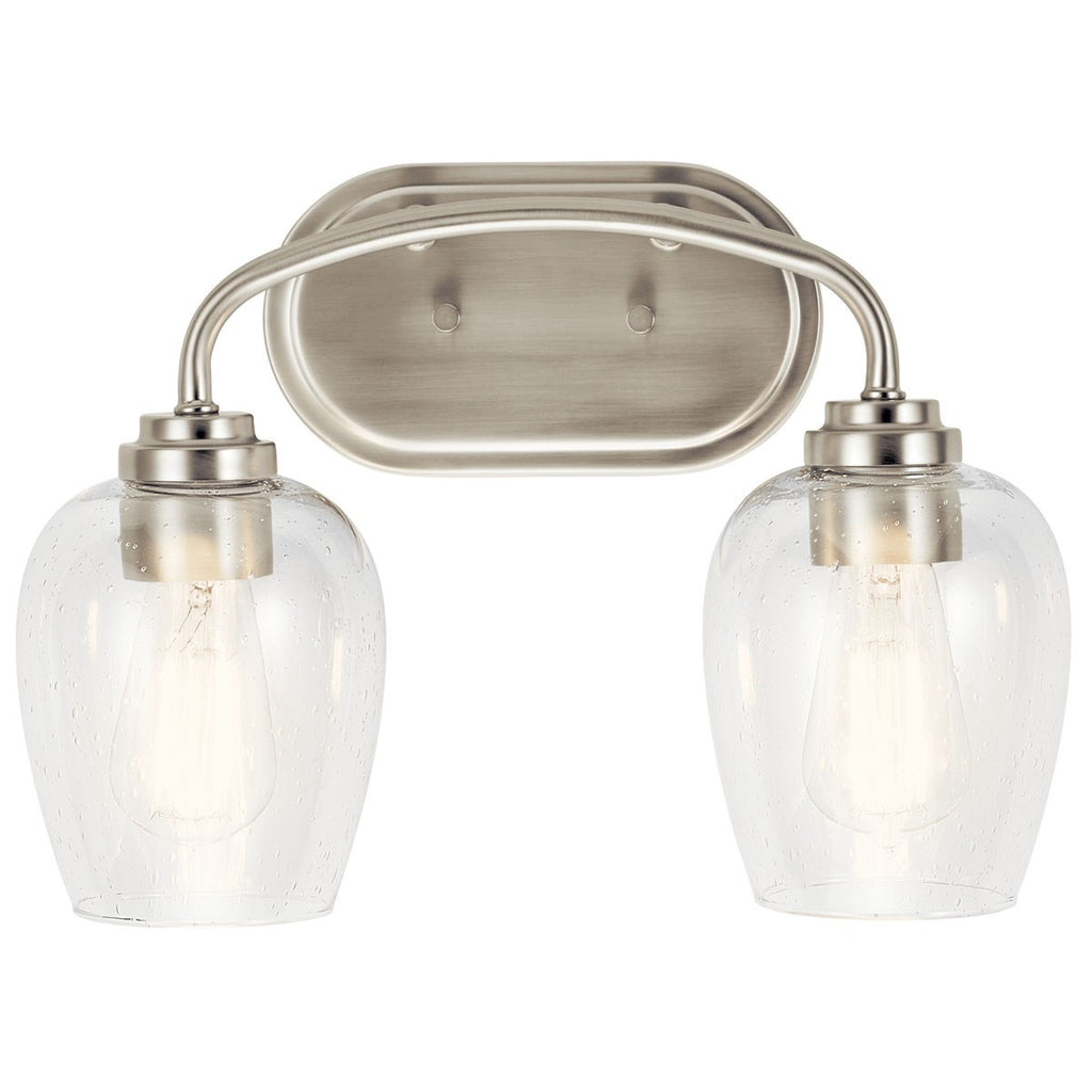 KICHLER 45128NICS Valserrano 14.50 inch 2 Light Vanity Light with Clear Seeded Glass in Brushed Nickel