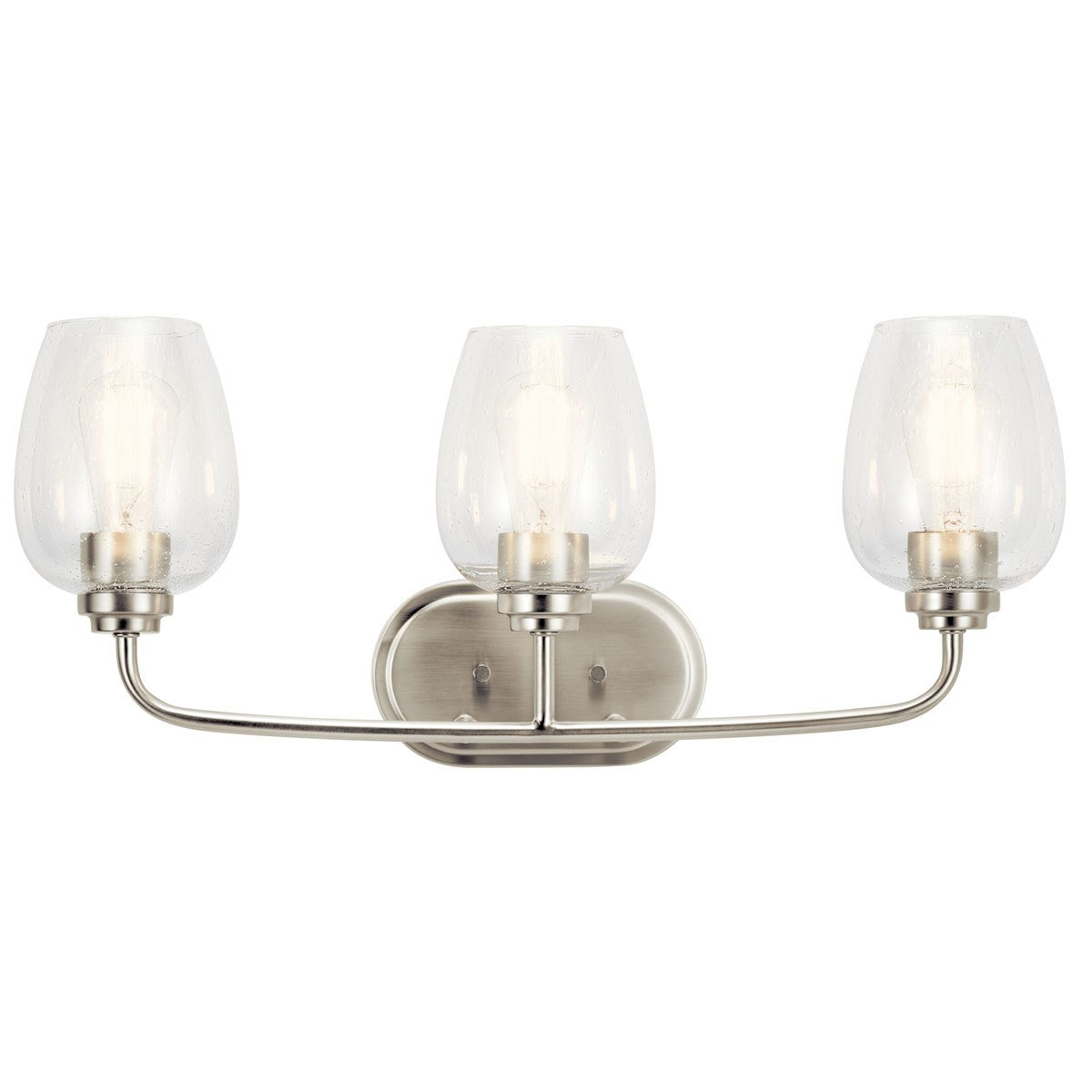 KICHLER 45129NICS Valserrano 24 inch 3 Light Vanity Light with Clear Seeded Glass in Brushed Nickel