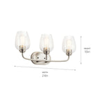 KICHLER 45129NICS Valserrano 24 inch 3 Light Vanity Light with Clear Seeded Glass in Brushed Nickel
