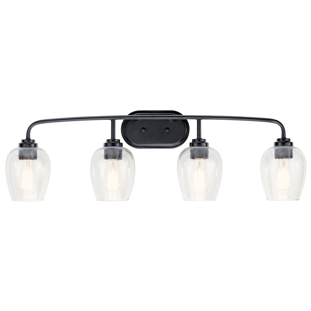KICHLER 45130BKCS Valserrano 33.50 inch 4 Light Vanity Light with Clear Seeded Glass in Black