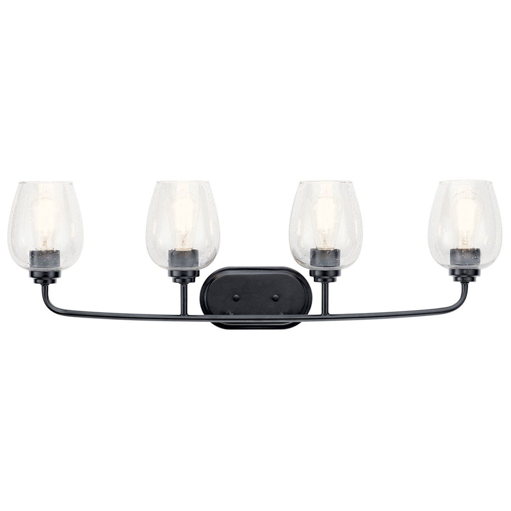 KICHLER 45130BKCS Valserrano 33.50 inch 4 Light Vanity Light with Clear Seeded Glass in Black