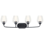 KICHLER 45130BKCS Valserrano 33.50 inch 4 Light Vanity Light with Clear Seeded Glass in Black