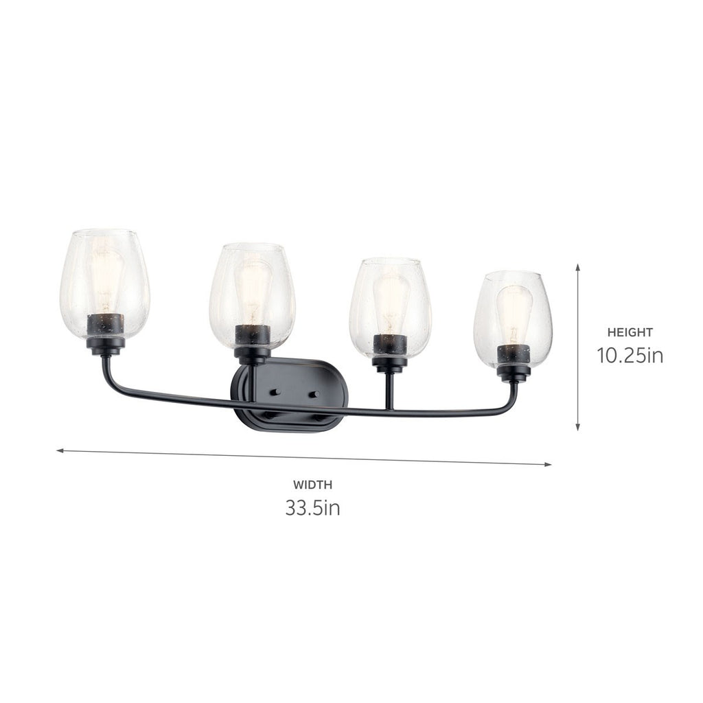 KICHLER 45130BKCS Valserrano 33.50 inch 4 Light Vanity Light with Clear Seeded Glass in Black