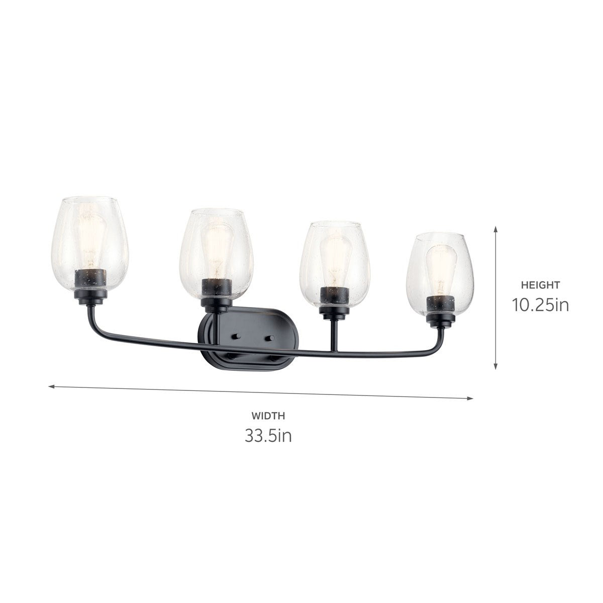 KICHLER 45130BKCS Valserrano 33.50 inch 4 Light Vanity Light with Clear Seeded Glass in Black