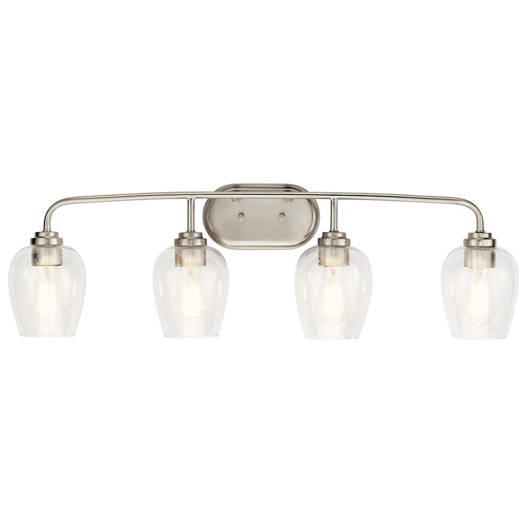 KICHLER 45130NICS Valserrano 33.50 inch 4 Light Vanity Light with Clear Seeded Glass in Brushed Nickel