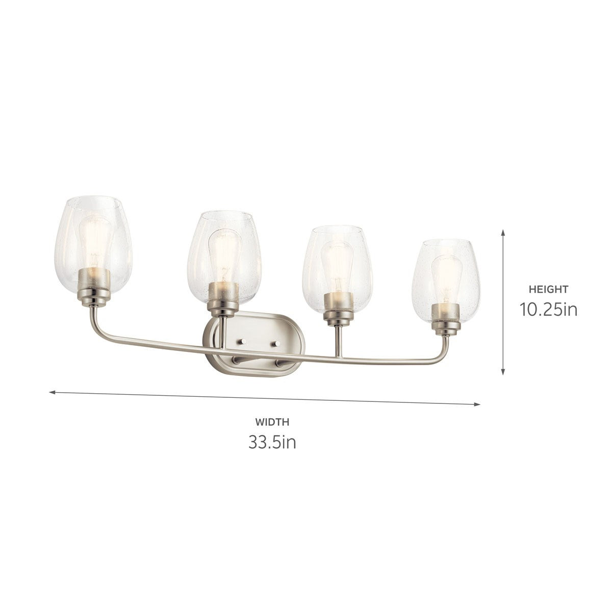 KICHLER 45130NICS Valserrano 33.50 inch 4 Light Vanity Light with Clear Seeded Glass in Brushed Nickel