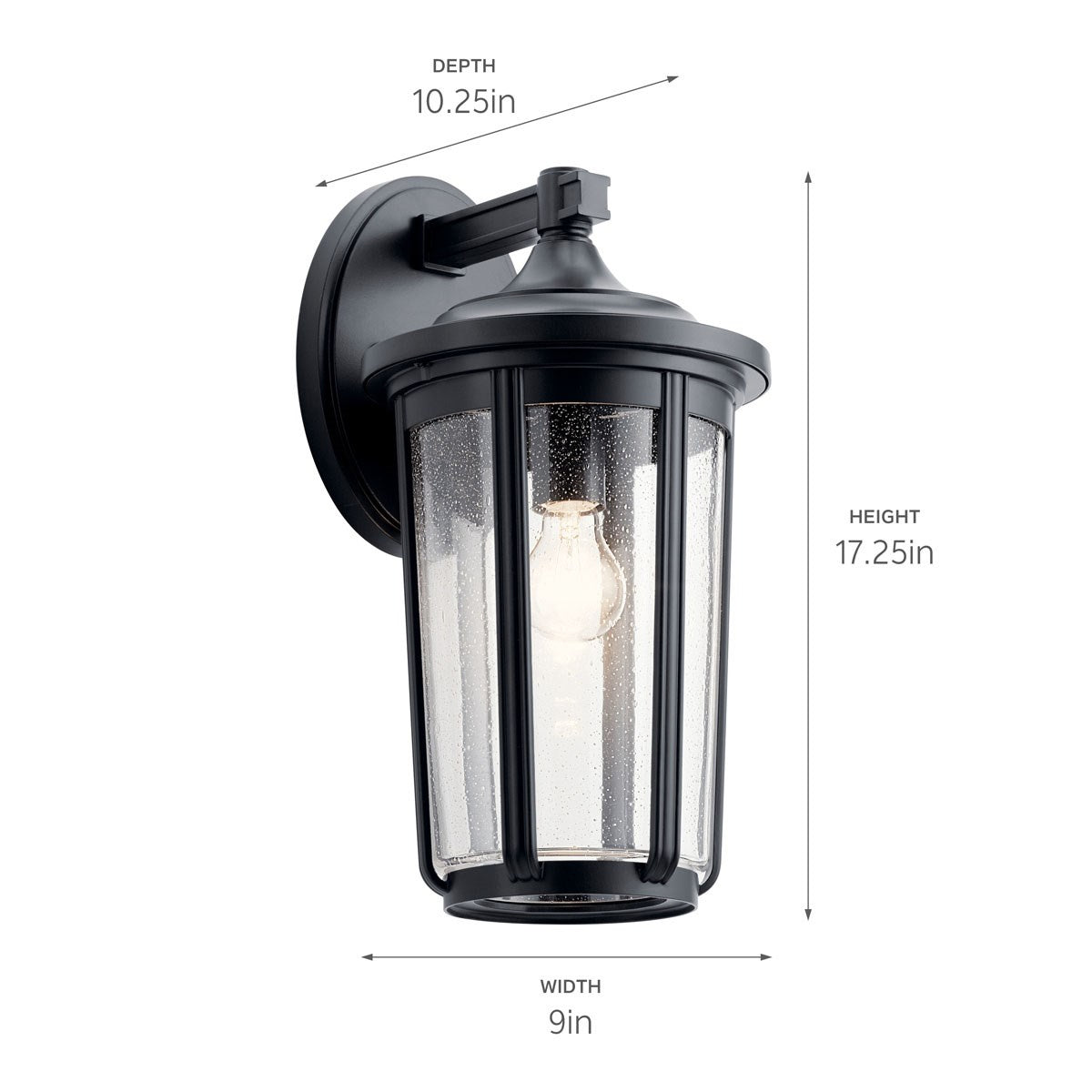 KICHLER 49894BK Fairfield 17.25 Inch 1 Light Wall Light In Black
