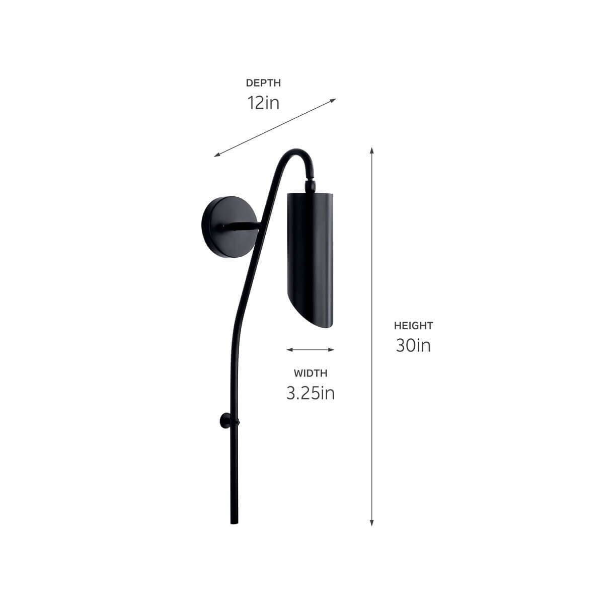 KICHLER 52165BK Trentino 1 Light Wall Sconce Black