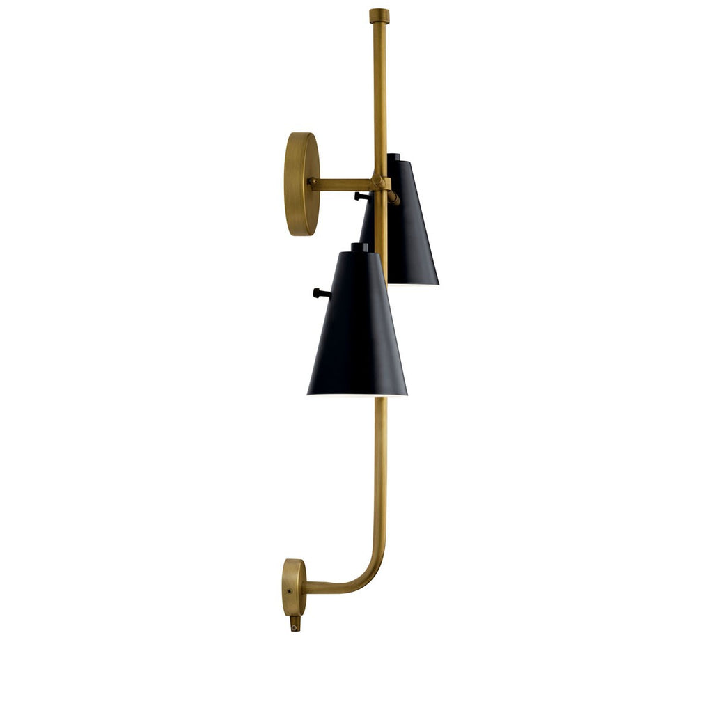 KICHLER 52174BK Sylvia 2 Light Wall Sconce Black And Natural Brass