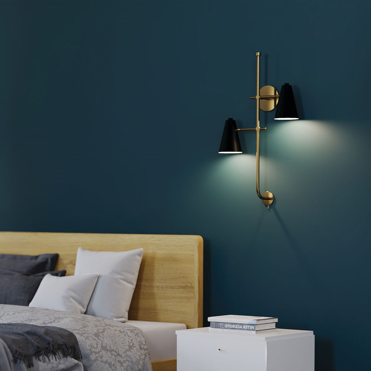 KICHLER 52174BK Sylvia 2 Light Wall Sconce Black And Natural Brass