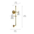 KICHLER 52174WH Sylvia 2 Light Wall Sconce White And Natural Brass