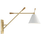KICHLER 52339CG Finnick 20" 1 Light Wall Sconce With A White Shade Champagne Gold And Natural Maple