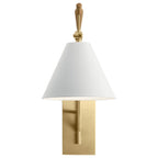 KICHLER 52339CG Finnick 20" 1 Light Wall Sconce With A White Shade Champagne Gold And Natural Maple
