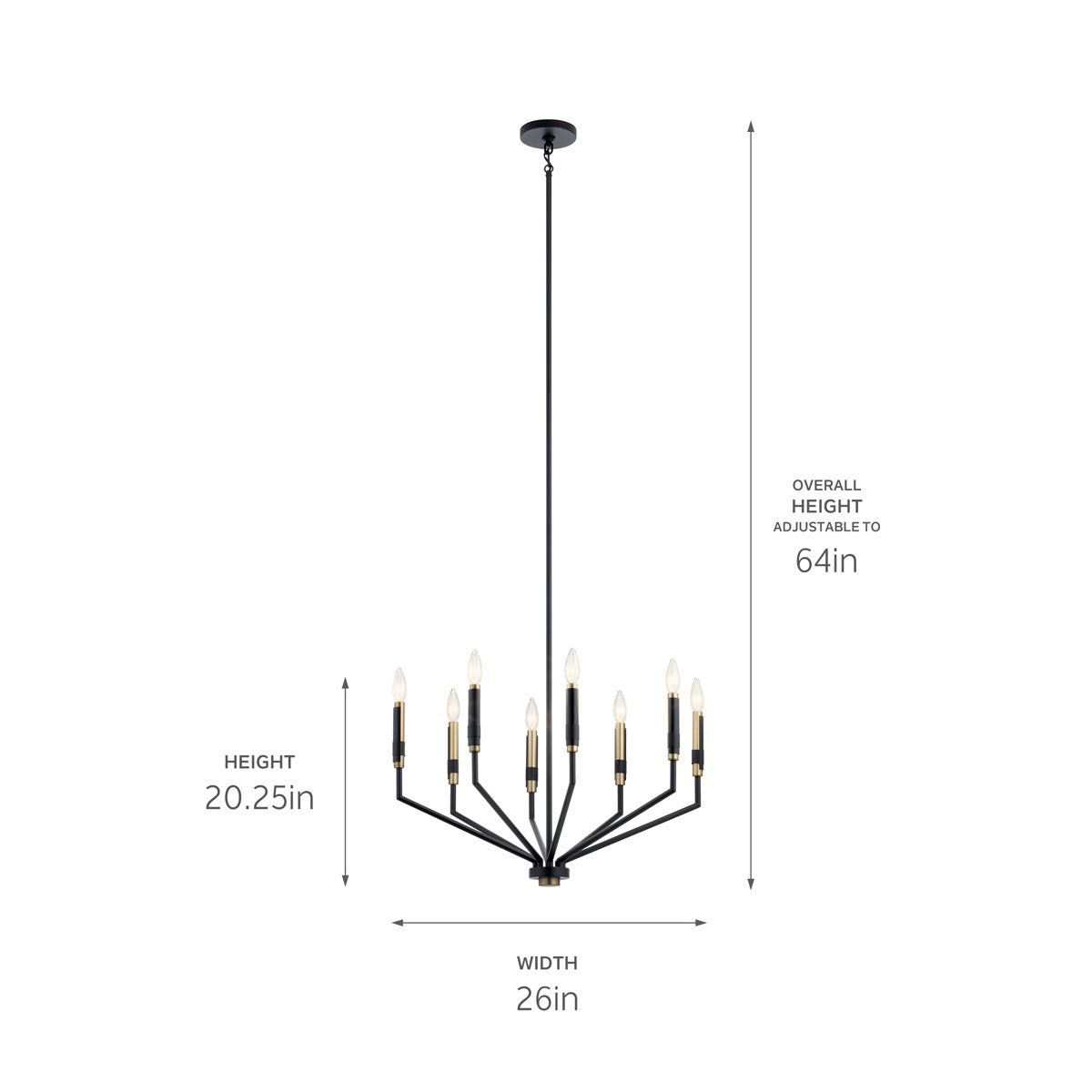 KICHLER 52349BK Armand 26 Inch 8 Light Chandelier In Black And Bronze Finish