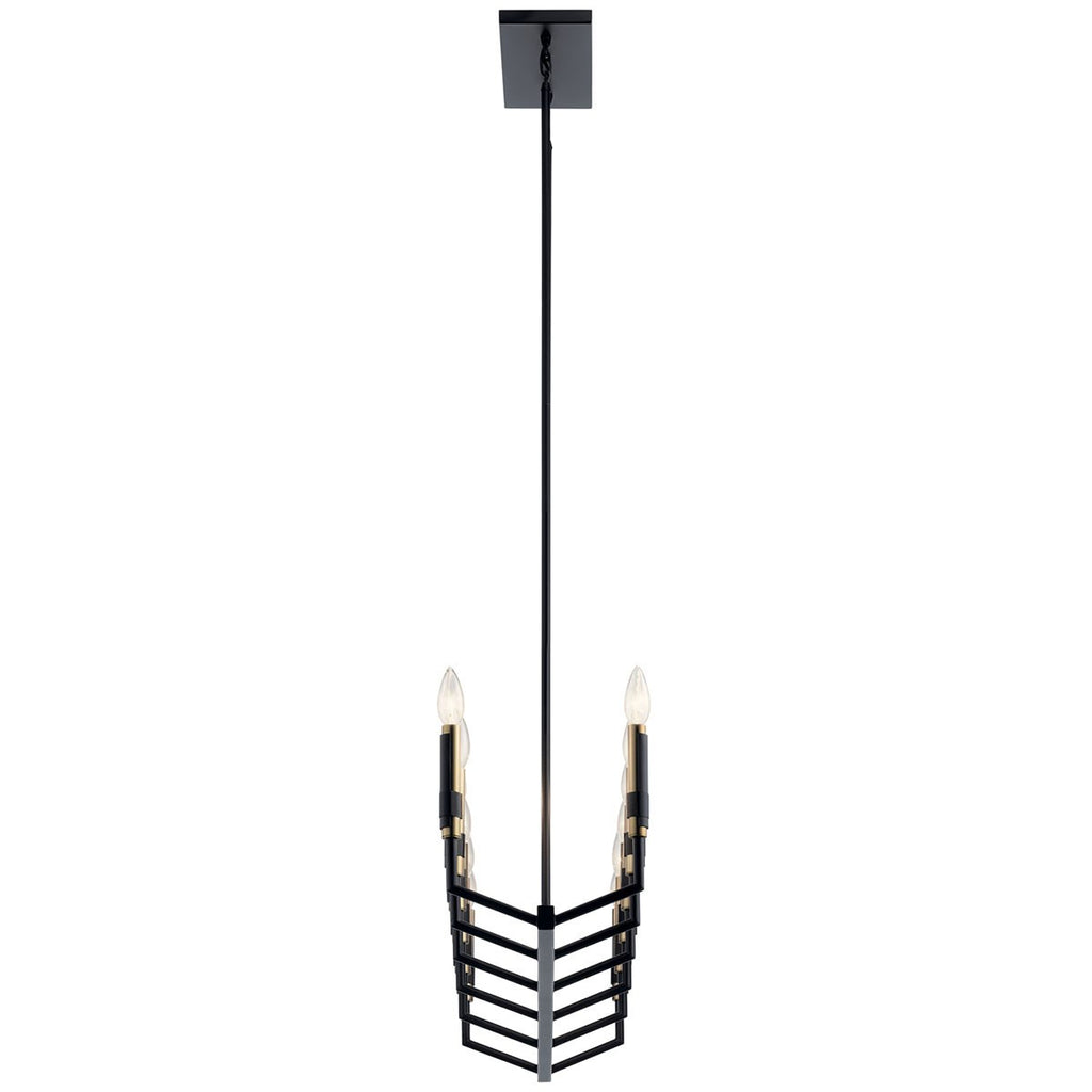 KICHLER 52350BK Armand 42.75 Inch 12 Light Linear Chandelier In Black And Bronze Finish