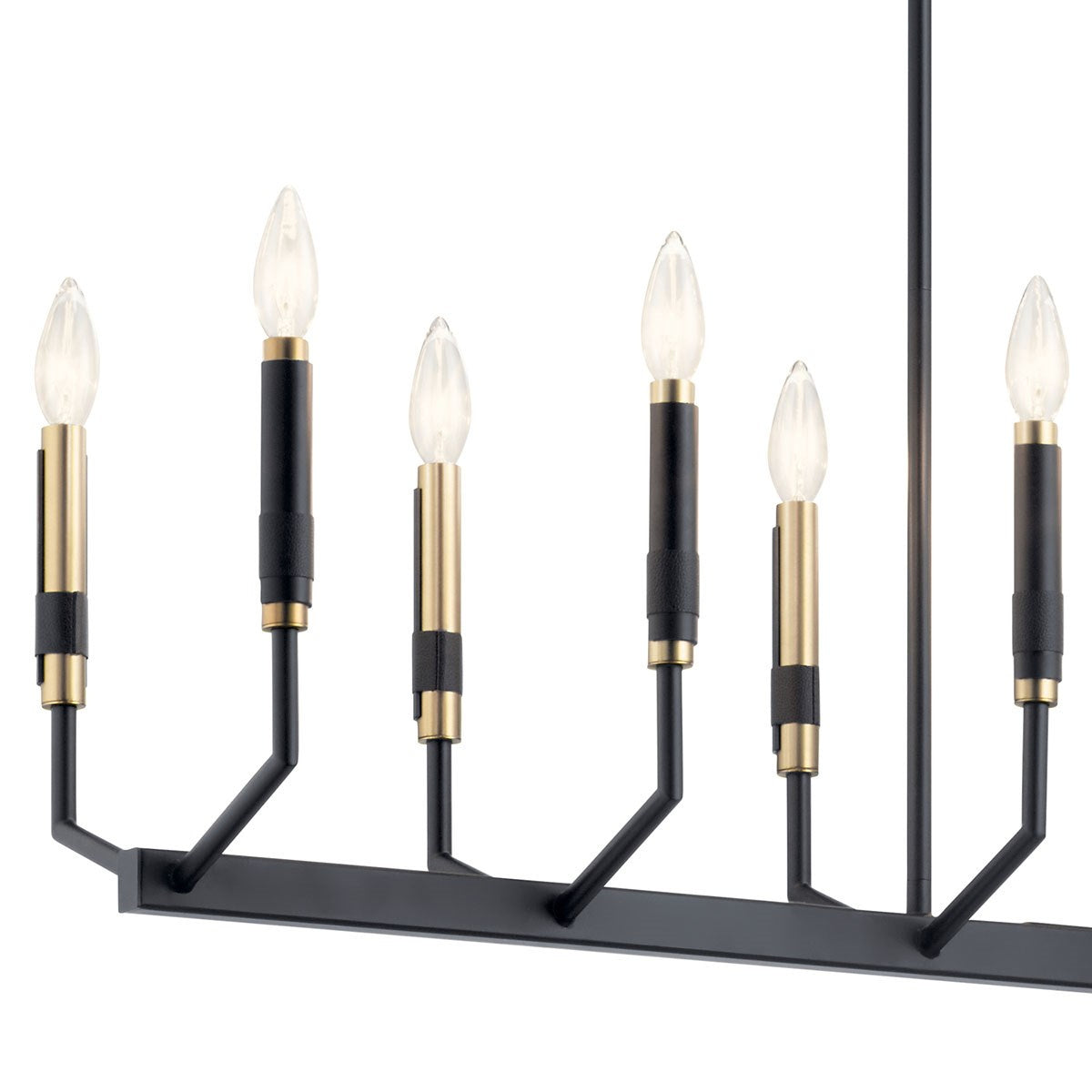 KICHLER 52350BK Armand 42.75 Inch 12 Light Linear Chandelier In Black And Bronze Finish