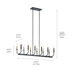 KICHLER 52350BK Armand 42.75 Inch 12 Light Linear Chandelier In Black And Bronze Finish