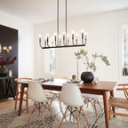 KICHLER 52350BK Armand 42.75 Inch 12 Light Linear Chandelier In Black And Bronze Finish