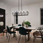 KICHLER 52350BK Armand 42.75 Inch 12 Light Linear Chandelier In Black And Bronze Finish
