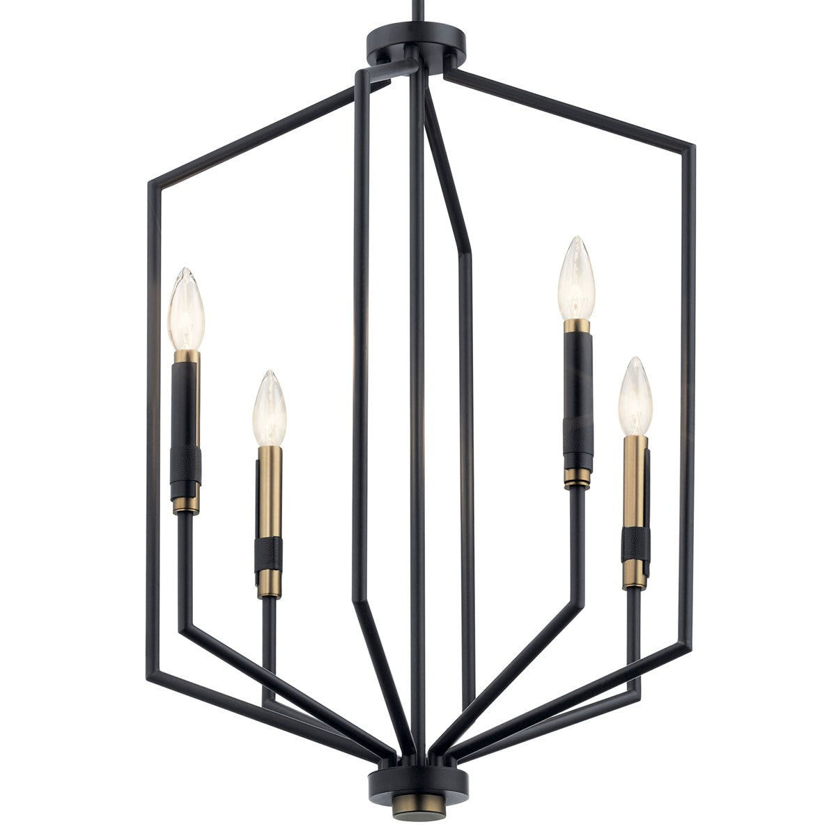 KICHLER 52351BK Armand 27 Inch 4 Light Foyer Pendant In Black And Bronze Finish