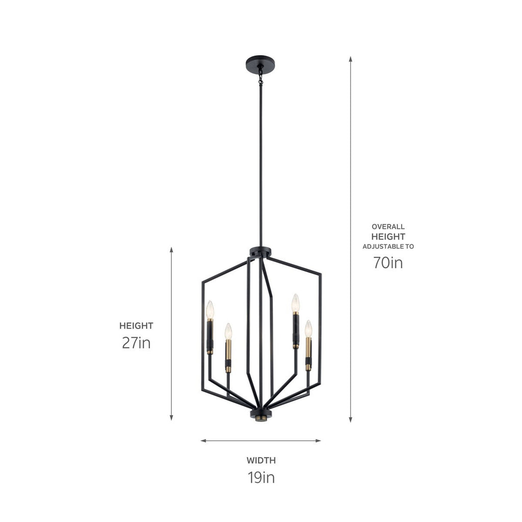 KICHLER 52351BK Armand 27 Inch 4 Light Foyer Pendant In Black And Bronze Finish