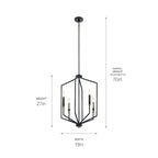 KICHLER 52351BK Armand 27 Inch 4 Light Foyer Pendant In Black And Bronze Finish