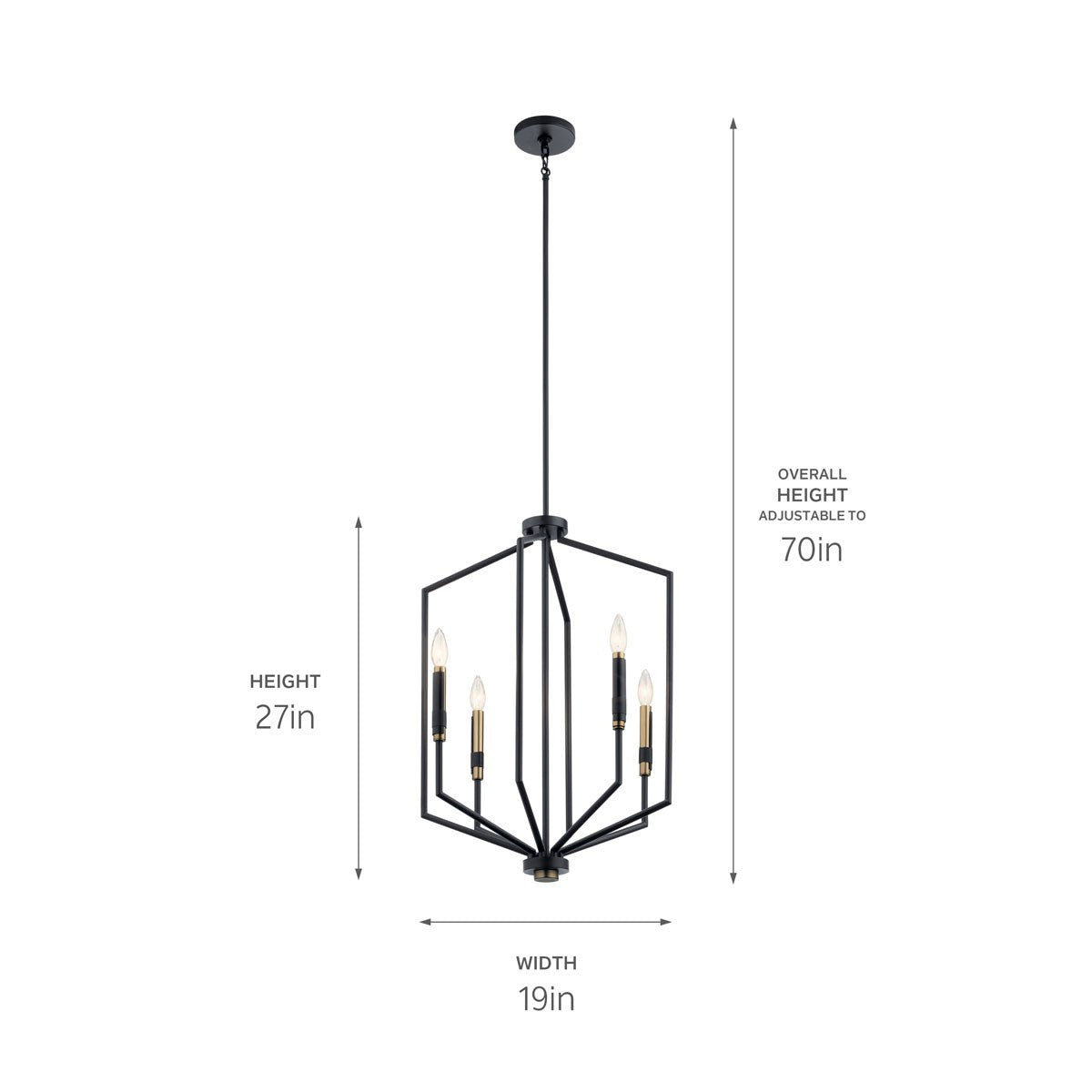 KICHLER 52351BK Armand 27 Inch 4 Light Foyer Pendant In Black And Bronze Finish