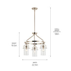 KICHLER 52377PN Everett 22.5 Inch 3 Light Round Chandelier with Clear Glass in Polished Nickel