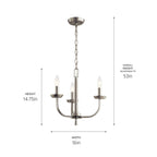 KICHLER 52383NI Kennewick 3 Light Chandelier Brushed Nickel
