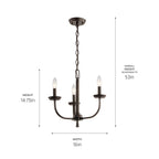 KICHLER 52383OZ Kennewick 3 Light Chandelier Olde Bronze