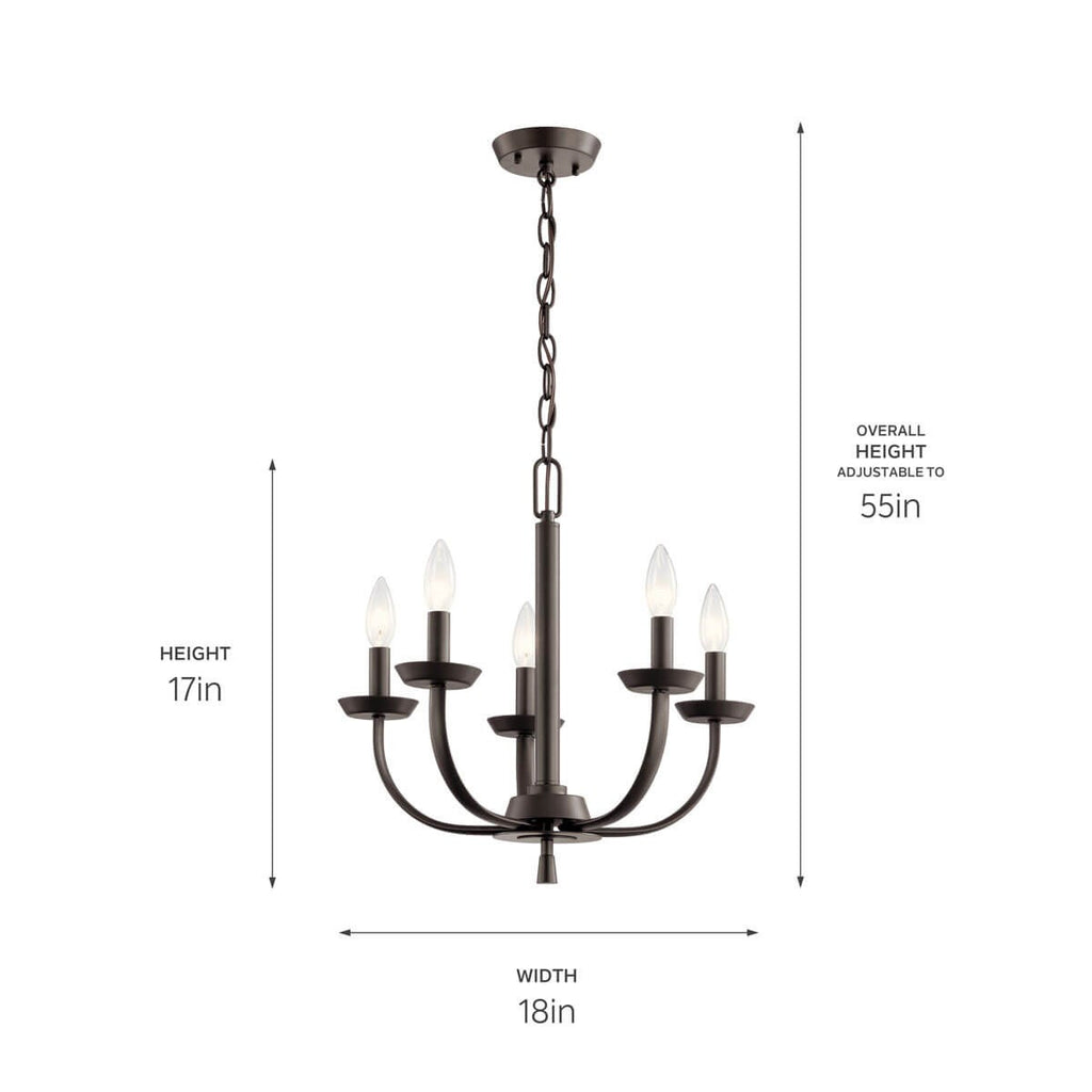 KICHLER 52385OZ Kennewick 5 Light Chandelier Olde Bronze